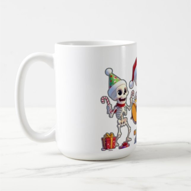 Taza De Café Funny Skeleton Band Christmas & New Year – 3D Cart (Izquierda)