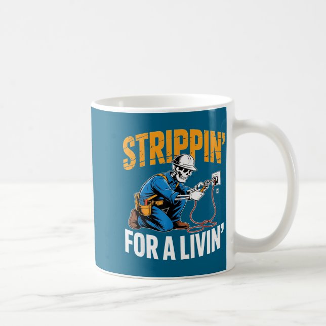 Taza De Café Funny Skeleton Electrician N For A Livin  (Derecha)
