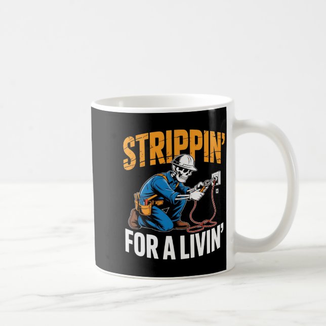 Taza De Café Funny Skeleton Electrician N For A Livin Long Slee (Derecha)