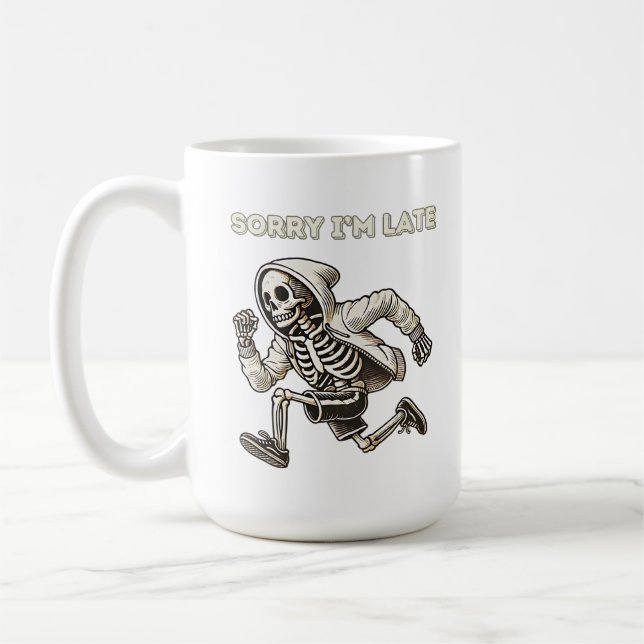 Taza De Café Funny Skeleton se retrasa (Izquierda)