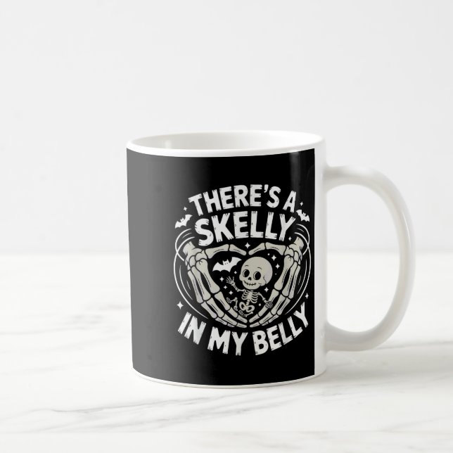 Taza De Café Funny Skeleton There's Skelly In My Belly Pregnant (Derecha)
