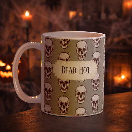 Taza De Café Funny Skull Dead Hot Gothic Gray Pixel Art Pattern
