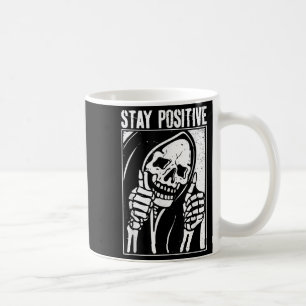Taza De Café Funny Skull Stay Positive Skeleton Halloween Motiv