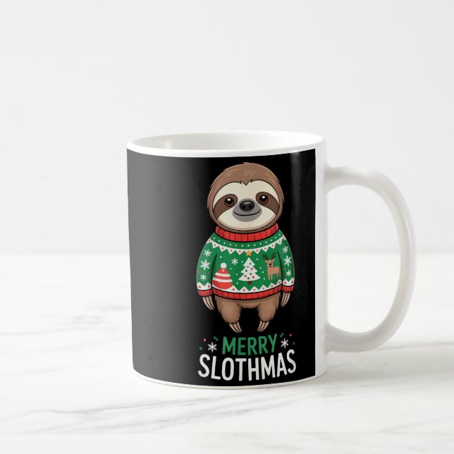 Taza De Café Funny Sloth Lover Christmas Merry Slothmas Ugly Ho (Derecha)
