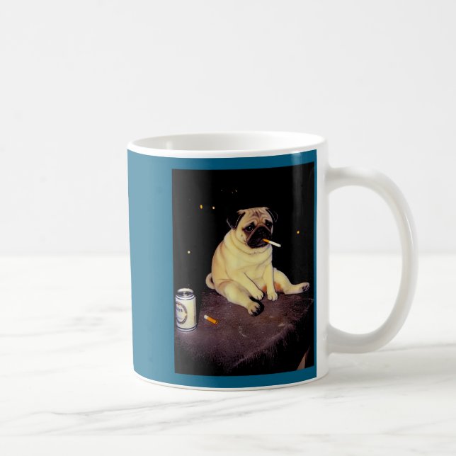 Taza De Café Funny Smoking Dog Pug Meme  (Derecha)