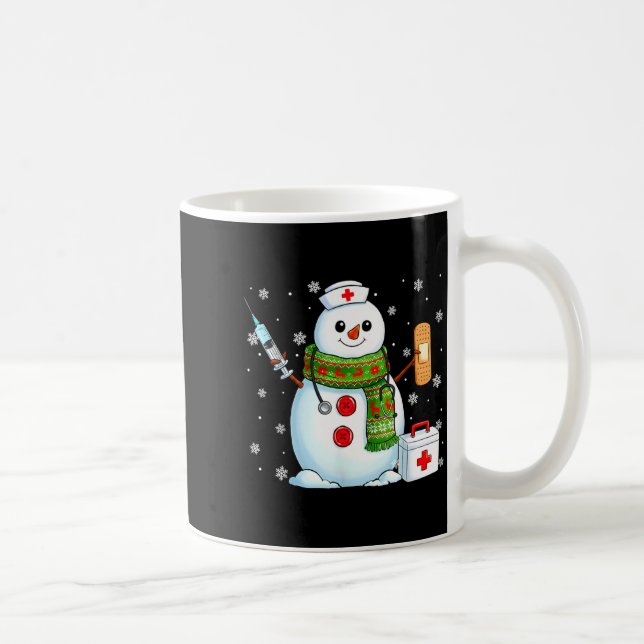 Taza De Café Funny Snowman Nurse Pjs Pajamas Christmas Xmas Wom (Derecha)