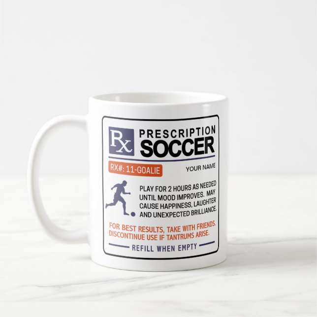 Taza De Café Funny Soccer Mug Prescription Design (Izquierda)