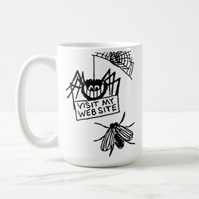Taza De Café Funny Spider Says Visit My Website Cartoon (Izquierda)