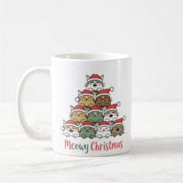 Taza De Café Funny Stacked Cats Meowy Christmas Tree