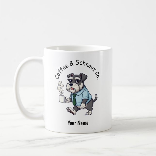 Taza De Café Funny Standard Schnauzer Dog Business Suit Coffee  (Izquierda)