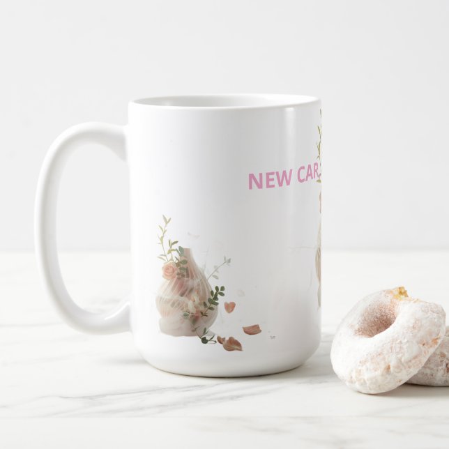 Taza De Café Funny Sticker – NEW CAR, SAME ME (Con donut)