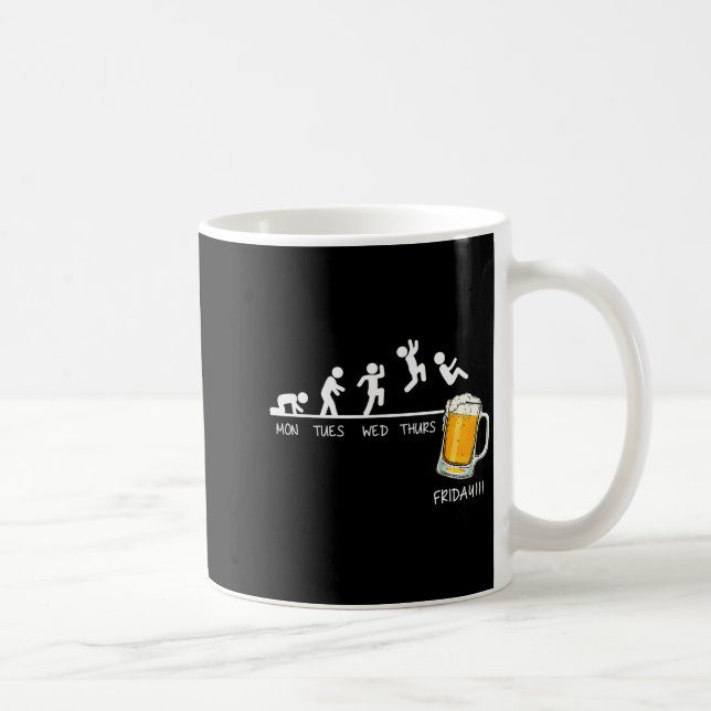 Taza De Café Funny Stickman Jumping Beer Days Of Week Friday Dr (Derecha)