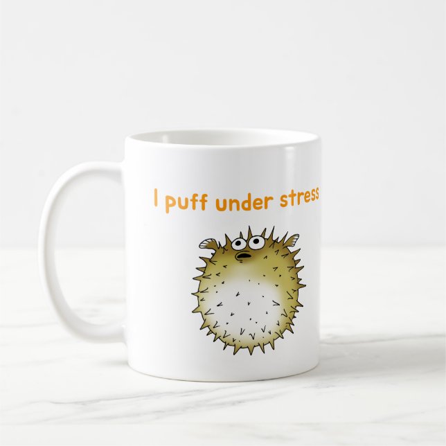 Taza De Café Funny Stresed Pufferfish Personalizado (Izquierda)