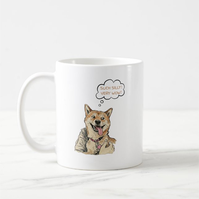 Taza De Café Funny "Such Silly Very Wow" Shiba Inu Doge MemeArt (Izquierda)