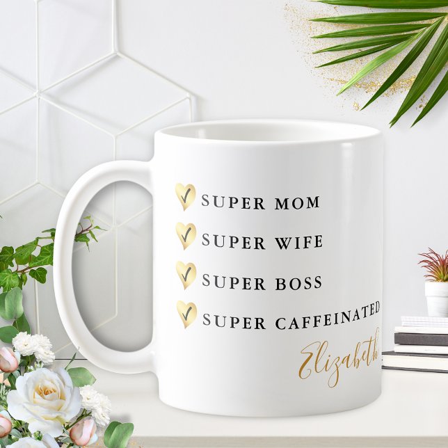 Taza De Café Funny Super Mamá Esposa Jefe Personalizado (Subido por el creador)
