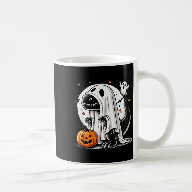 Taza De Café Funny T-rex Ghost Dinosaur Halloween Costume Tyran (Derecha)