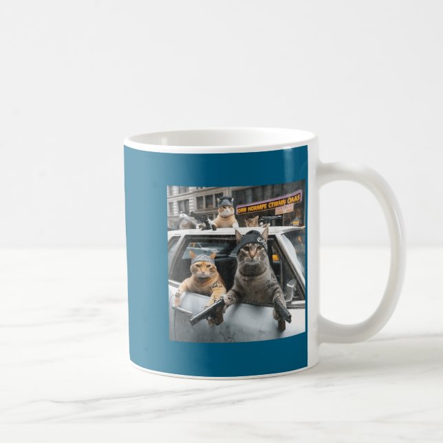 Taza De Café Funny Tactical Cat Meme Military Style  (Derecha)