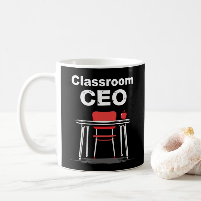 Taza De Café Funny Teacher, director general de aula (Con donut)