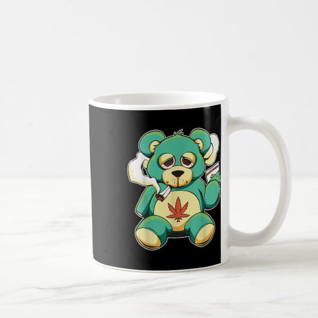 Taza De Café Funny Teddy Bear Pot Leaf Weed Smokin (Derecha)