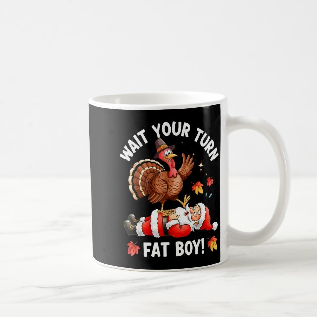 Taza De Café Funny Thanksgiving Christmas Turkey Vs Santa For M (Derecha)