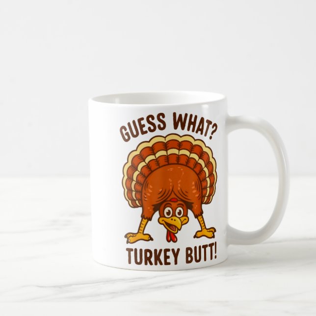 Taza De Café Funny Thanksgiving Kids Joke Meme Guess What Turke (Derecha)