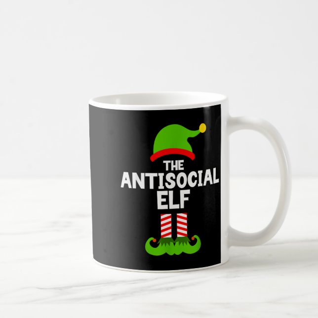 Taza De Café Funny The Antisocial Elf Christmas Family Pajama A (Derecha)