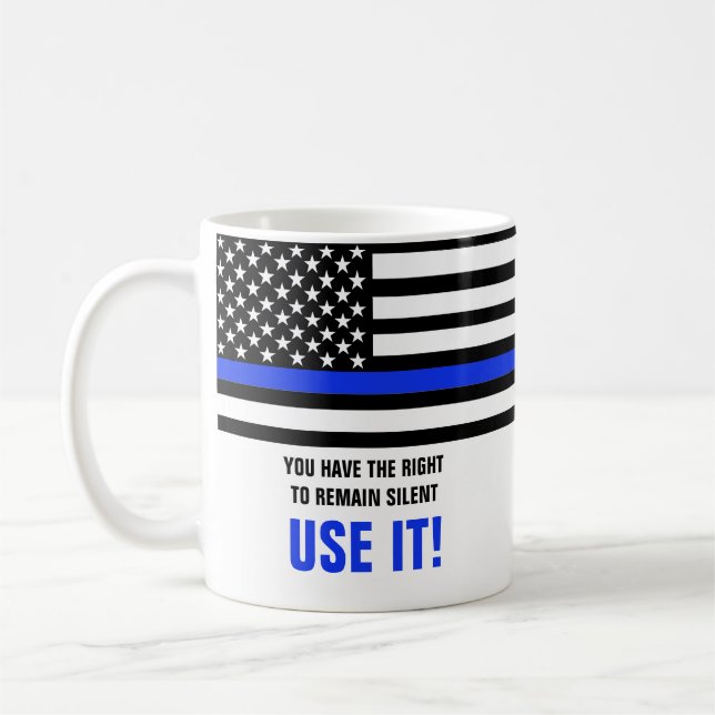 Taza De Café FUNNY Thin Blue Line: Regalo de oficial de policía (Izquierda)