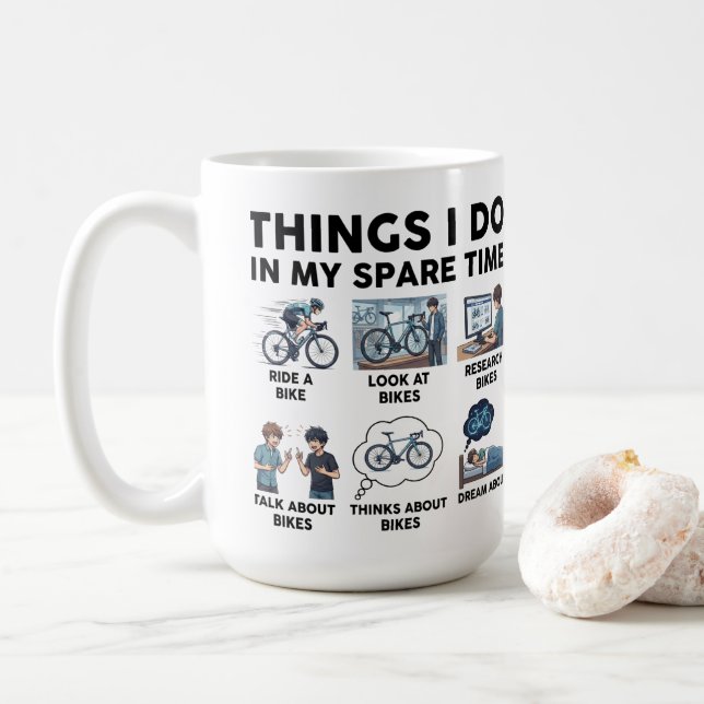 Taza De Café Funny Things I Do In My Spare Time for bikers  (Con donut)