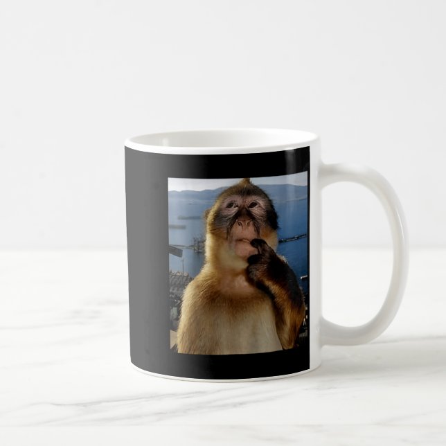 Taza De Café Funny Thinking Monkey Meme Curious Ape Brainrot Gi (Derecha)