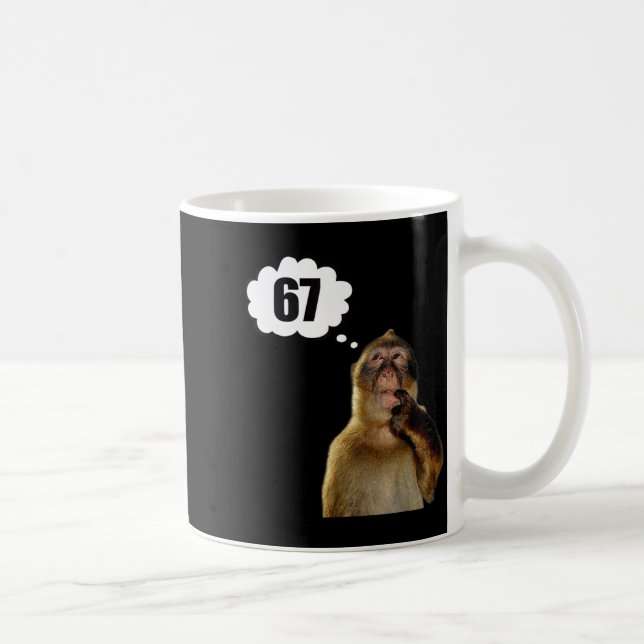 Taza De Café Funny Thinking Monkey Meme Six Seven 6 7 Meme  (Derecha)