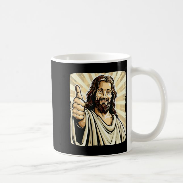 Taza De Café Funny Thumb Up With Jesus Christ Costume  (Derecha)