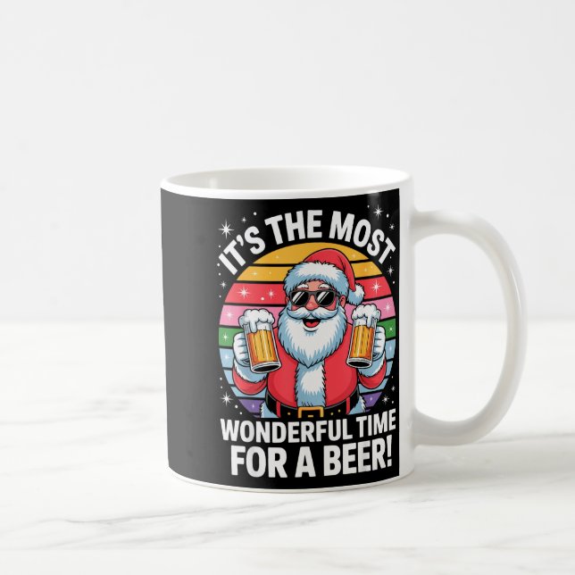 Taza De Café Funny Time For A Beer Santa Christmas  (Derecha)