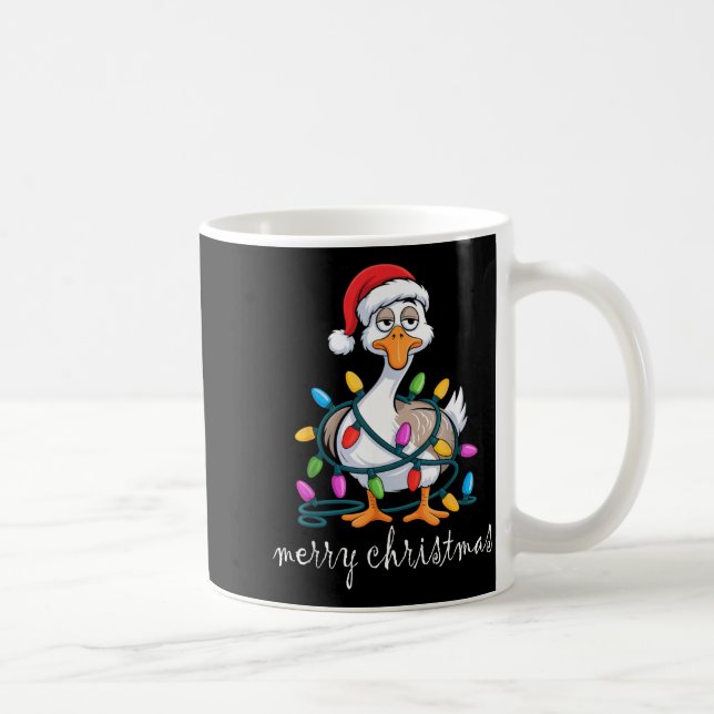 Taza De Café Funny Tired Goose Christmas Lights Silly Holiday F (Derecha)