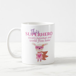 Taza De Café Funny Trabajando Desde Casa Superhéroe Usa Pajamas
