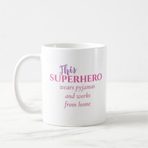 Taza De Café Funny Trabajando Desde Casa Superhéroe Usa Pajamas