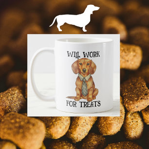 Taza De Café FUNNY trabajará para tratamientos Dachshund con ma