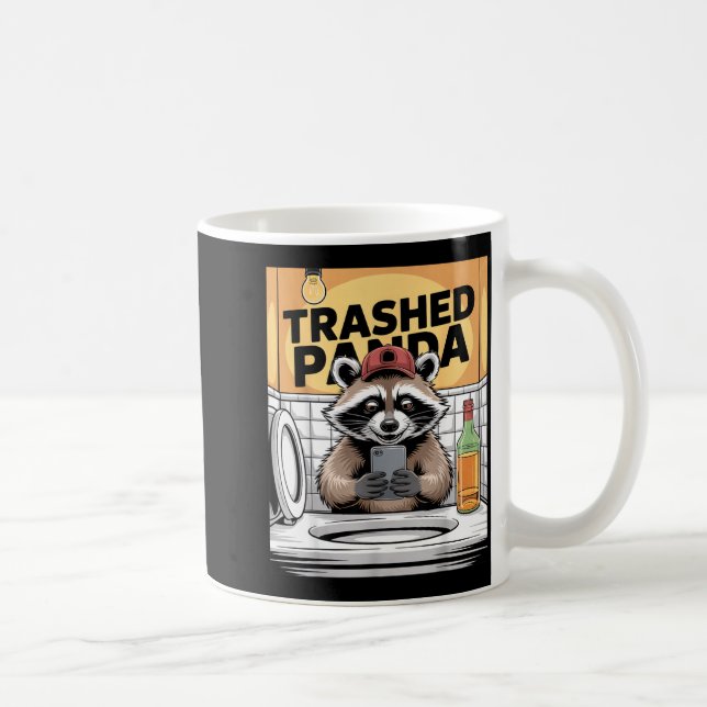Taza De Café Funny Trashed Panda Raccoon Gets Drunk  (Derecha)