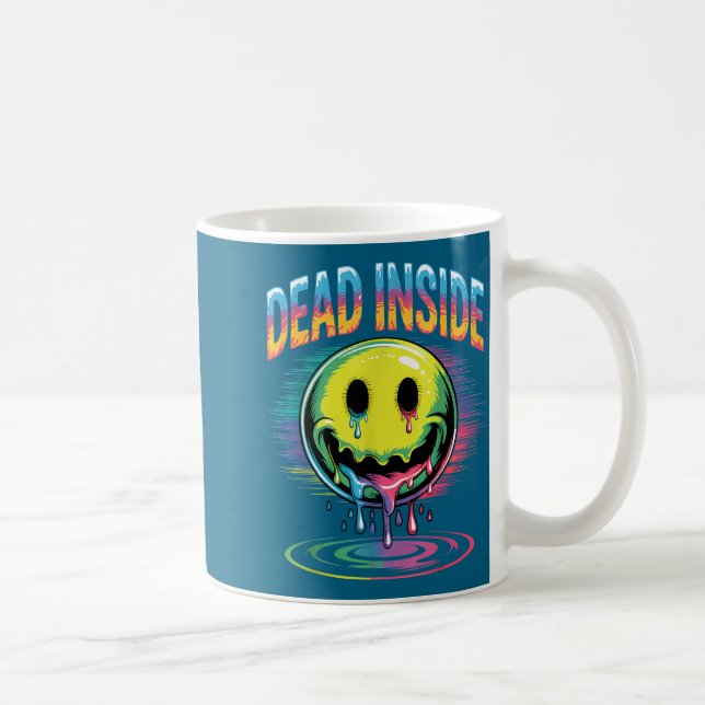 Taza De Café Funny Trippy Dead Inside Quote Sarcasm Meme Gothic (Derecha)