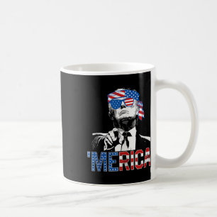 Taza De Café Funny Trump 4 De Julio Bandera Estadounidense Sung
