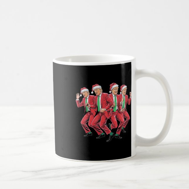 Taza De Café Funny Trump baila Papá Noel Navidades Navidad Paja (Derecha)