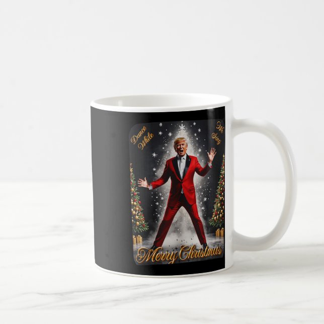Taza De Café Funny Trump baila Papá Noel Navidades Navidad Paja (Derecha)