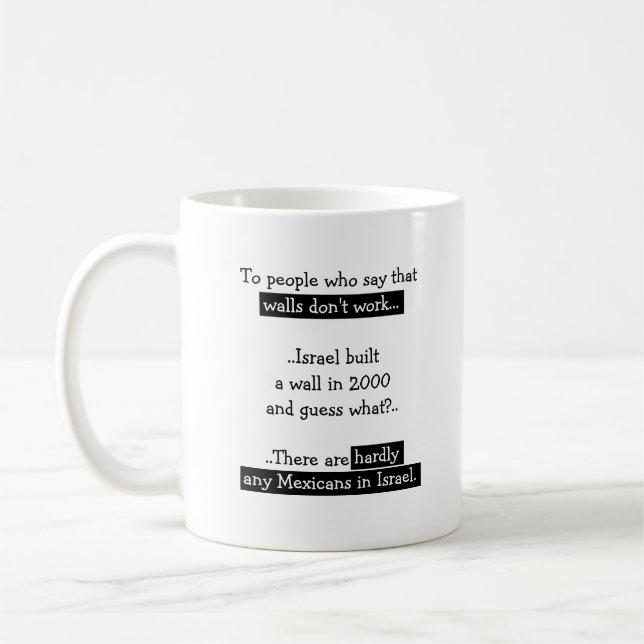 Taza De Café Funny Trump cierra el muro, mexicanos, té israelí (Izquierda)