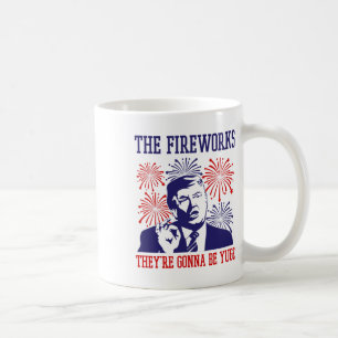 Taza De Café Funny Trump Cita Fuegos Artificiales El 4 De Julio