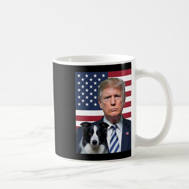 Taza De Café Funny Trump Y El Perro De La Frontera Collie Elecc (Derecha)