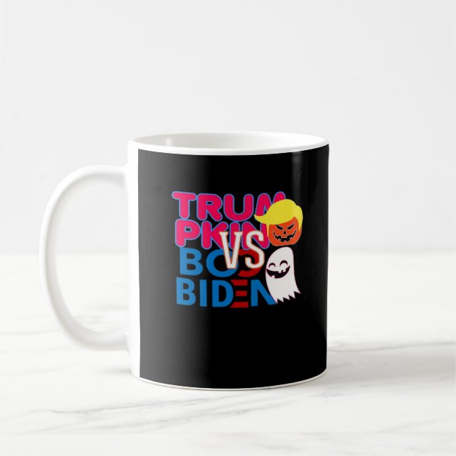 Taza De Café Funny Trumpkin contra Boo Biden Clase de Diseño Ha (Izquierda)