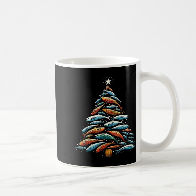 Taza De Café Funny Tuna Fish Christmas Tree Santa Claus Xmas Fi (Derecha)