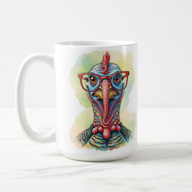 Taza De Café Funny Turkey in Glasses Cartoon Fun (Izquierda)