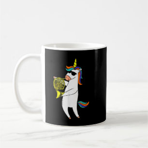 Taza De Café Funny Unicornio usando gafas de sol jugando al ho