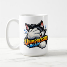 Funny Unimpressed Cat Coffee Mug - Grumpy Office