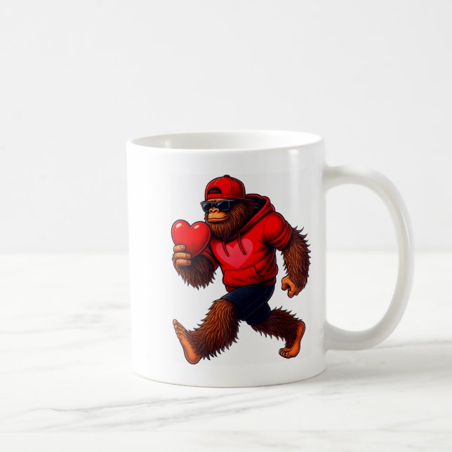Taza De Café Funny Valentines Day Bigfoot Heart Sungles Sasquat (Derecha)